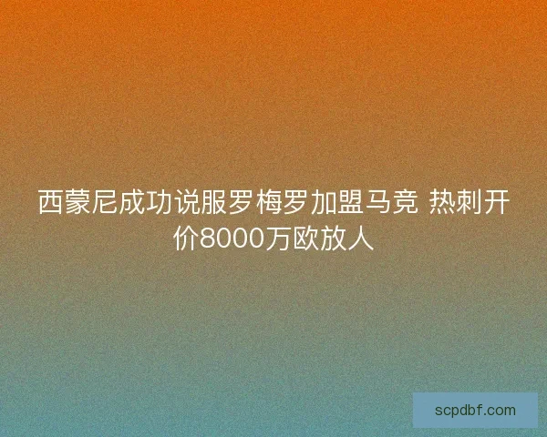 西蒙尼成功说服罗梅罗加盟马竞 热刺开价8000万欧放人