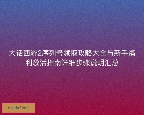 大话西游2序列号领取攻略大全与新手福利激活指南详细步骤说明汇总