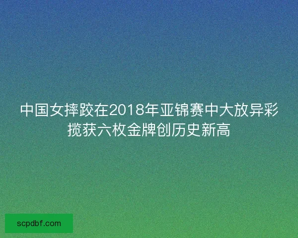 中国女摔跤在2018年亚锦赛中大放异彩揽获六枚金牌创历史新高